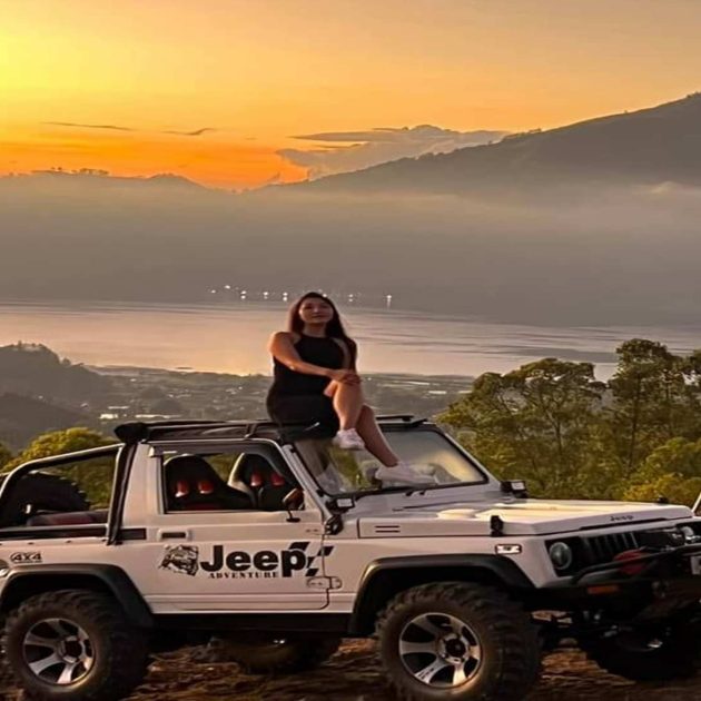 Bali Sunrise Jeep Tour, Sunrise view from Mount Batur, Traditional Balinese village landscape, Jeep driving through forest trail Proud to be Awarded